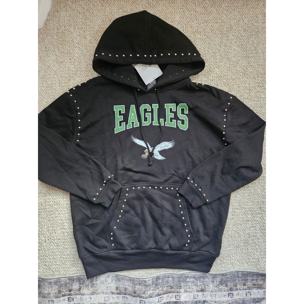 Philadelphia Eagles Gameday Couture Hoodie Sweatshirt Black Studded size Large